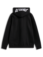 Alpinestars Pioneer Oversized Hoodie, hoodie em fleece preto, vista traseira com logótipo Astars bordado a branco no capuz