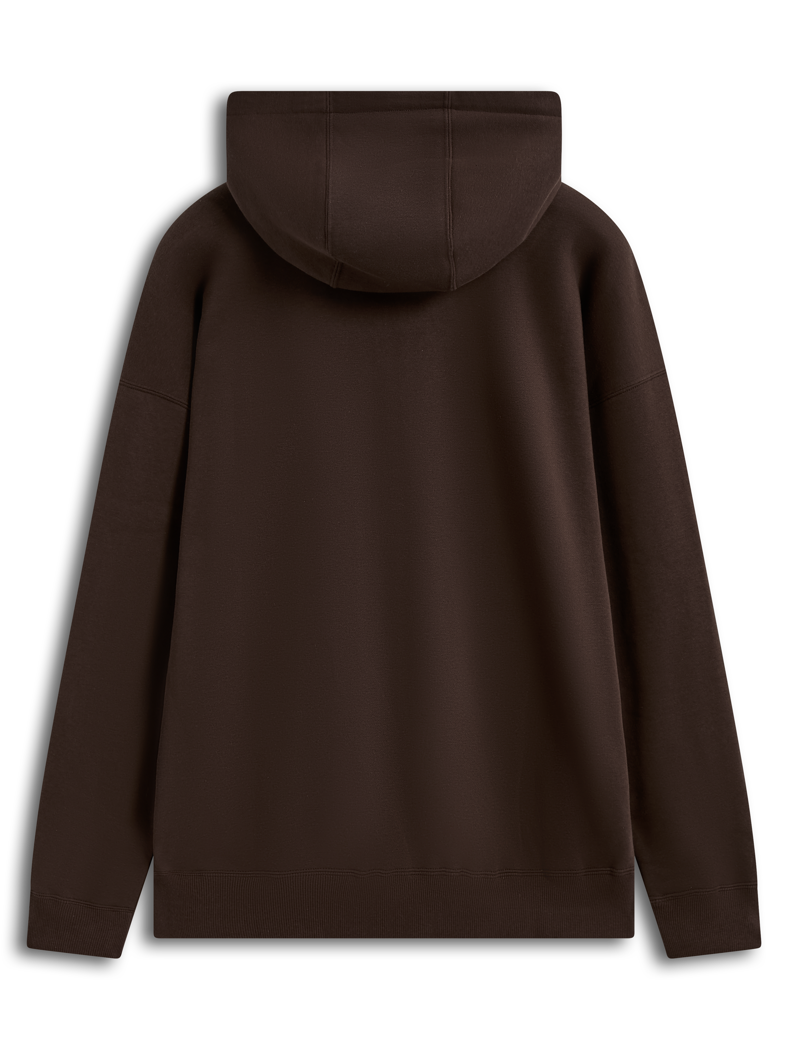Alpinestars Entity Oversized Hoodie, hoodie de fleece castanho, vista traseira com ombros descaídos e design casual de sportswear