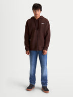 Alpinestars Entity Oversized Hoodie, Brown Sportswear Zip-Up Fleece, relaxed fit with Vislon front zipper, kangaroo pocket, and Astars logo embroidery, made from a premium cotton and recycled polyester blend.