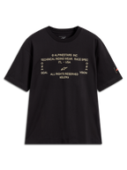Alpinestars Infinity Oversized CSF Tee, t-shirt de manga curta preta, gráfico frontal técnico com texto "One Goal One Vision", logótipo Astars na manga, corte oversized e estilo sportswear casual.
