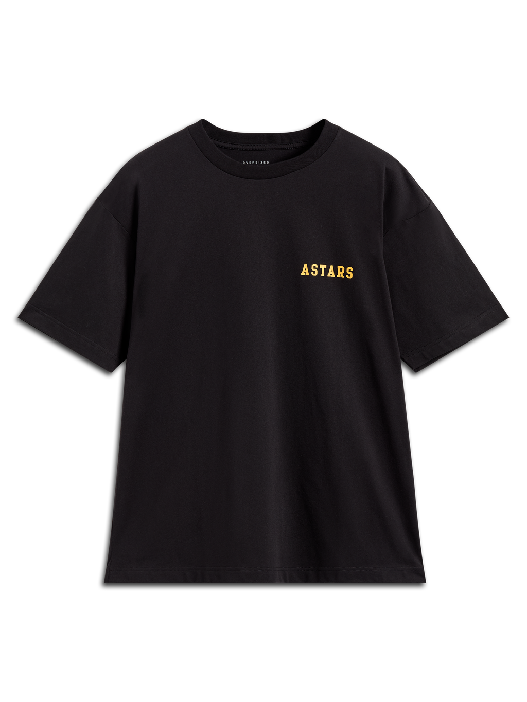 Alpinestars Latitude Oversized CSF Tee, t-shirt de manga curta preta com logótipo Astars amarelo no peito, sportswear casual
