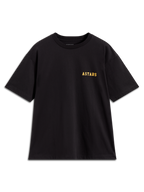 Alpinestars Latitude Oversized CSF Tee, t-shirt de manga curta preta com logótipo Astars amarelo no peito, sportswear casual