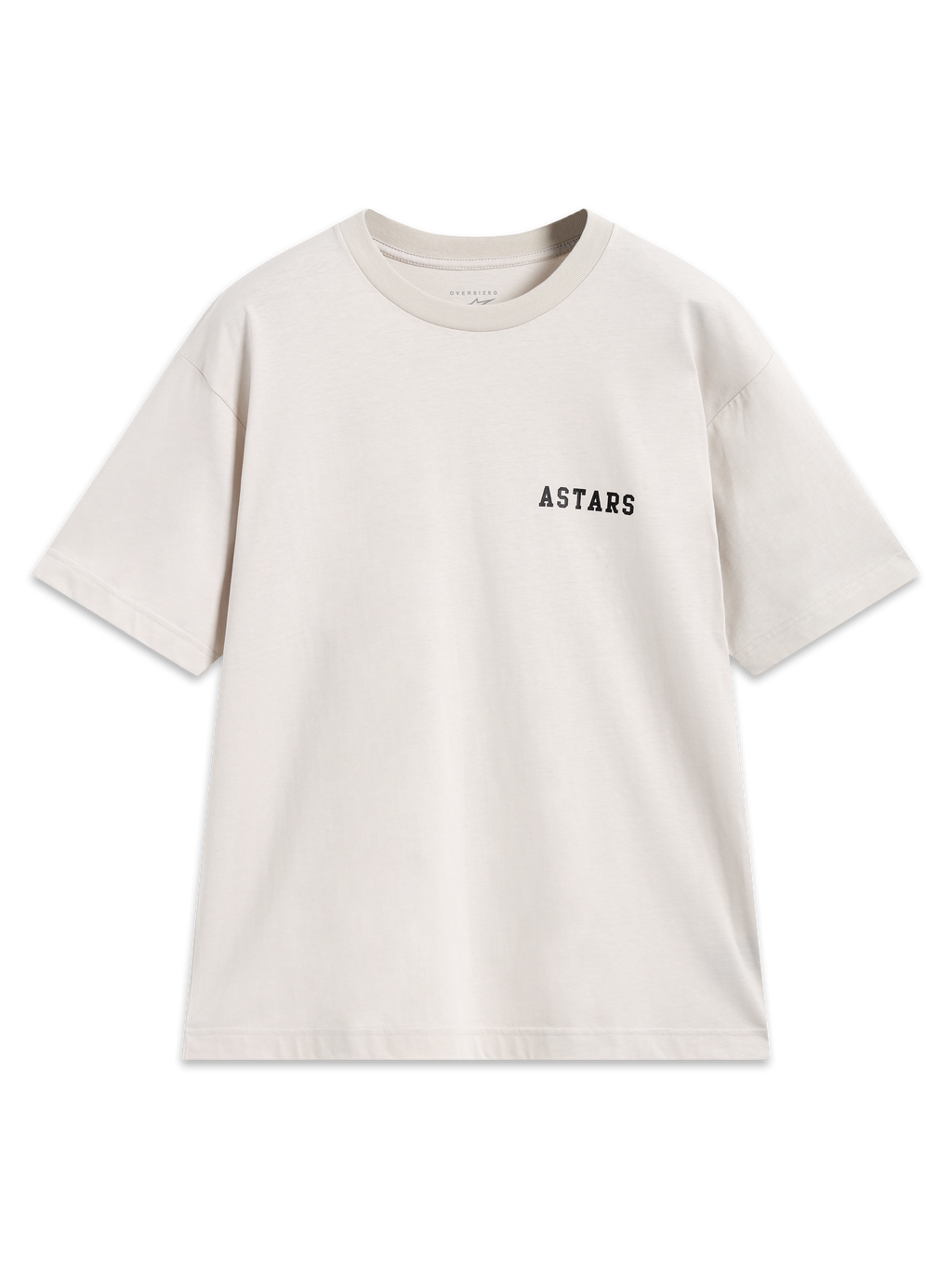 Alpinestars Latitude Oversized CSF Tee, t-shirt de manga curta bege com logótipo Astars preto no peito, sportswear casual.