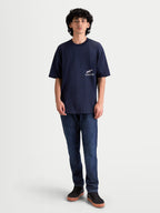 Alpinestars Institute Oversized Ss Csf Tee, t-shirt de manga curta para homem, azul-marinho, com corte oversized descontraído e logótipo frontal pequeno em branco, casual sportswear.