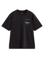 Alpinestars Post Oversized CSF Tee, t-shirt de manga curta preta com logótipo Astars e slogan One Goal One Vision em verde-azulado, mistura de algodão, estilo casual