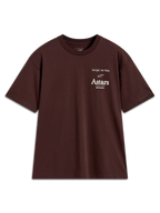 Alpinestars Post Oversized CSF Tee, t-shirt de manga curta castanha, logótipo Astars branco no peito, estilo oversized