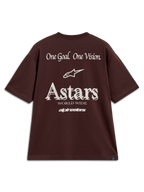 Alpinestars Post Oversized CSF Tee, t-shirt castanha de manga curta, com grafismo Astars One Goal One Vision nas costas.