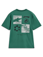 Alpinestars Checkback Oversized CSF Tee, t-shirt de manga curta verde com gráfico multi-painel nas costas, sportswear casual.