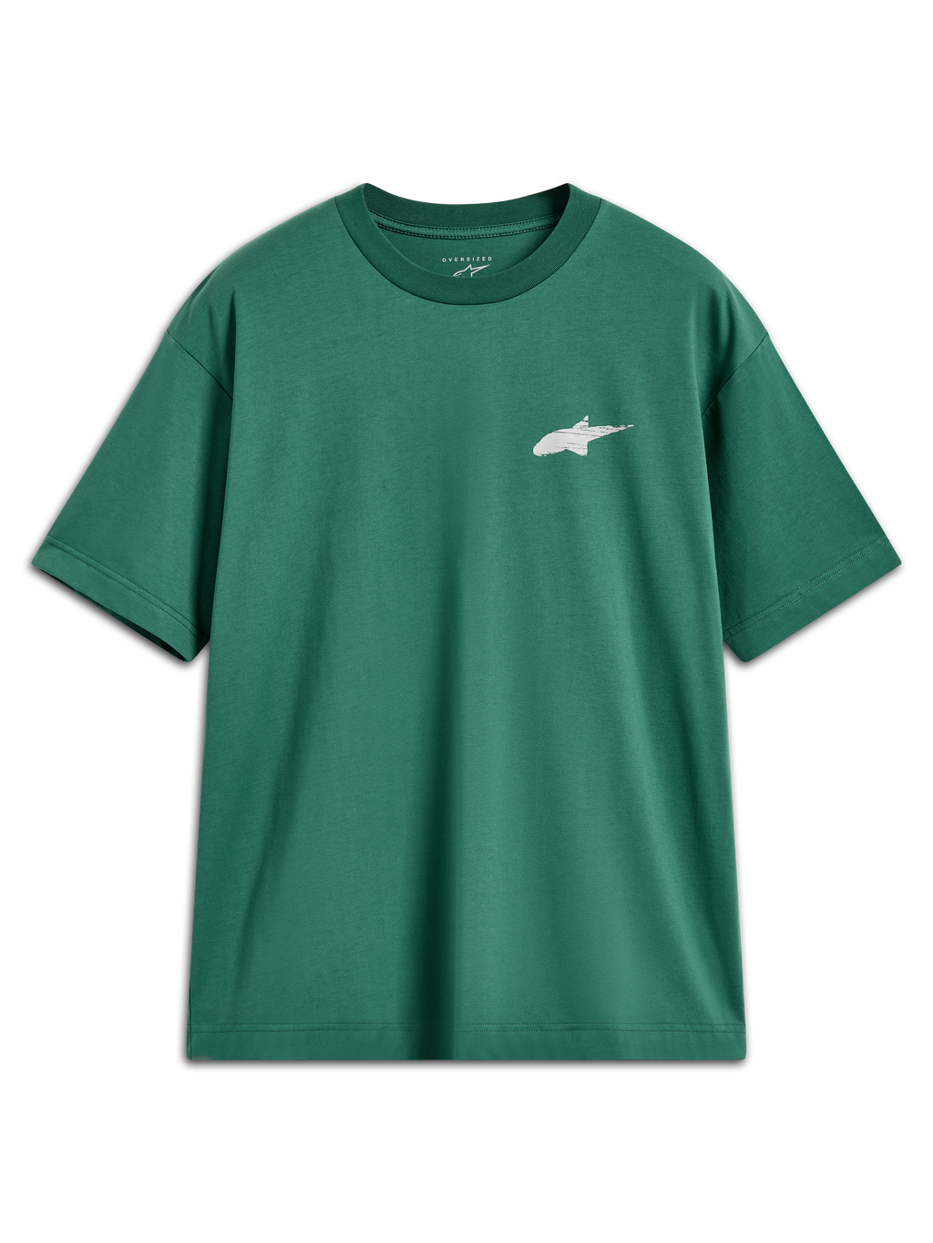Alpinestars Checkback Oversized CSF Tee, t-shirt de manga curta verde com logótipo Astars branco, estilo sportswear.