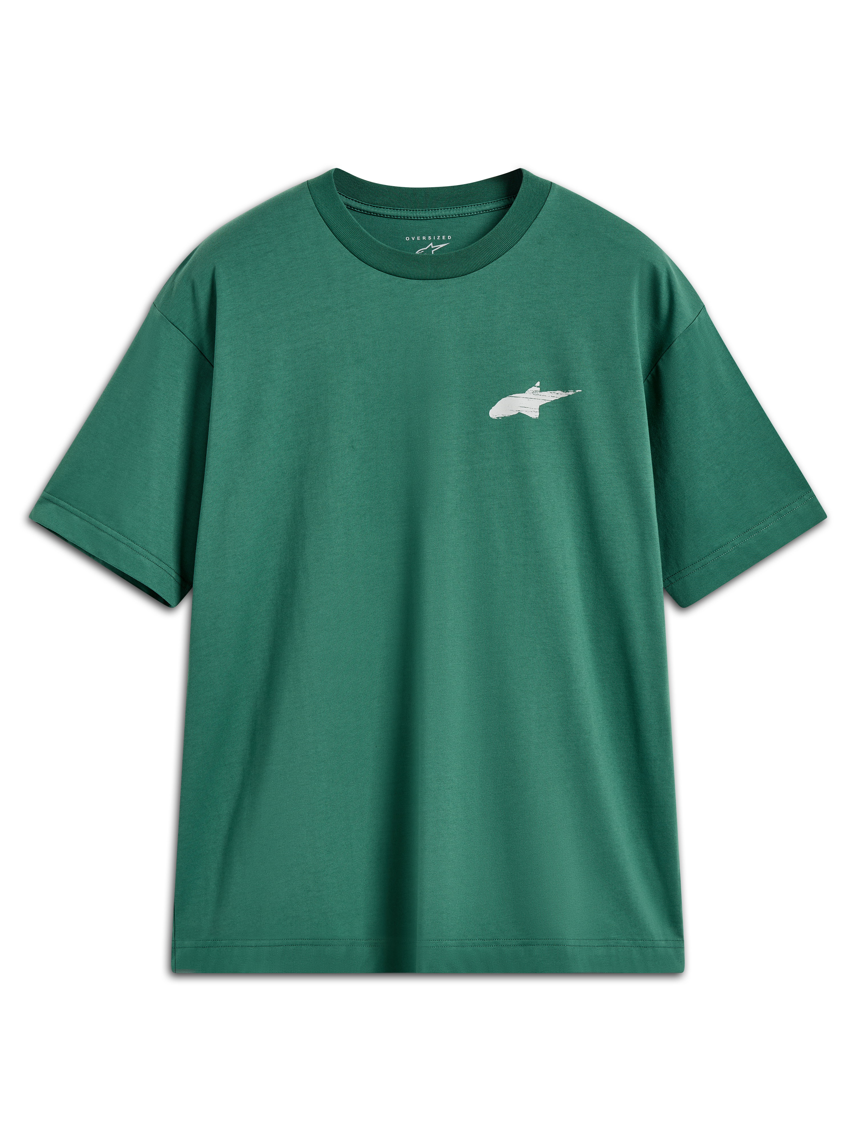 Alpinestars Checkback Oversized CSF Tee, t-shirt de manga curta verde com logótipo Astars branco, estilo sportswear.