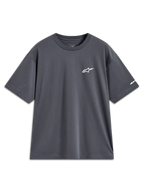 Alpinestars Mandate Oversized CSF Tee, t-shirt de manga curta, cinzento-escuro, logótipo branco no peito e gráfico na manga.