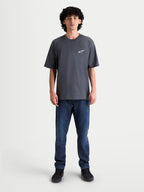 Alpinestars T-Shirt Mandate Oversized CSF, t-shirt de manga curta para homem, cinzenta, ajuste oversized descontraído, logótipo Astars branco no peito, casual sportswear