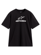 Alpinestars Prelude Oversized CSF Tee, t-shirt de manga curta preta com logótipo Astars branco no peito, sportswear.