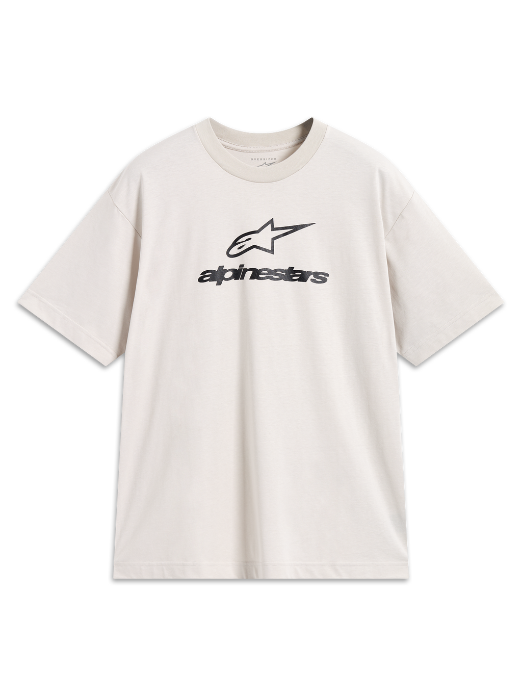 Alpinestars Prelude Oversized CSF Tee, t-shirt de manga curta, cor areia, com logótipo Astars e marca Alpinestars a preto no peito, corte oversized, estilo casual sportswear.