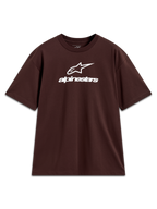 Alpinestars Prelude Oversized CSF Tee, t-shirt de manga curta castanha, logótipo branco no peito, estilo oversized casual