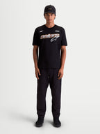 Alpinestars T-Shirt Cypress CSF, t-shirt de manga curta para homem, preta, com gráfico frontal astars em malha e logótipo Astars branco no peito, sportswear casual em mistura de algodão e poliéster.