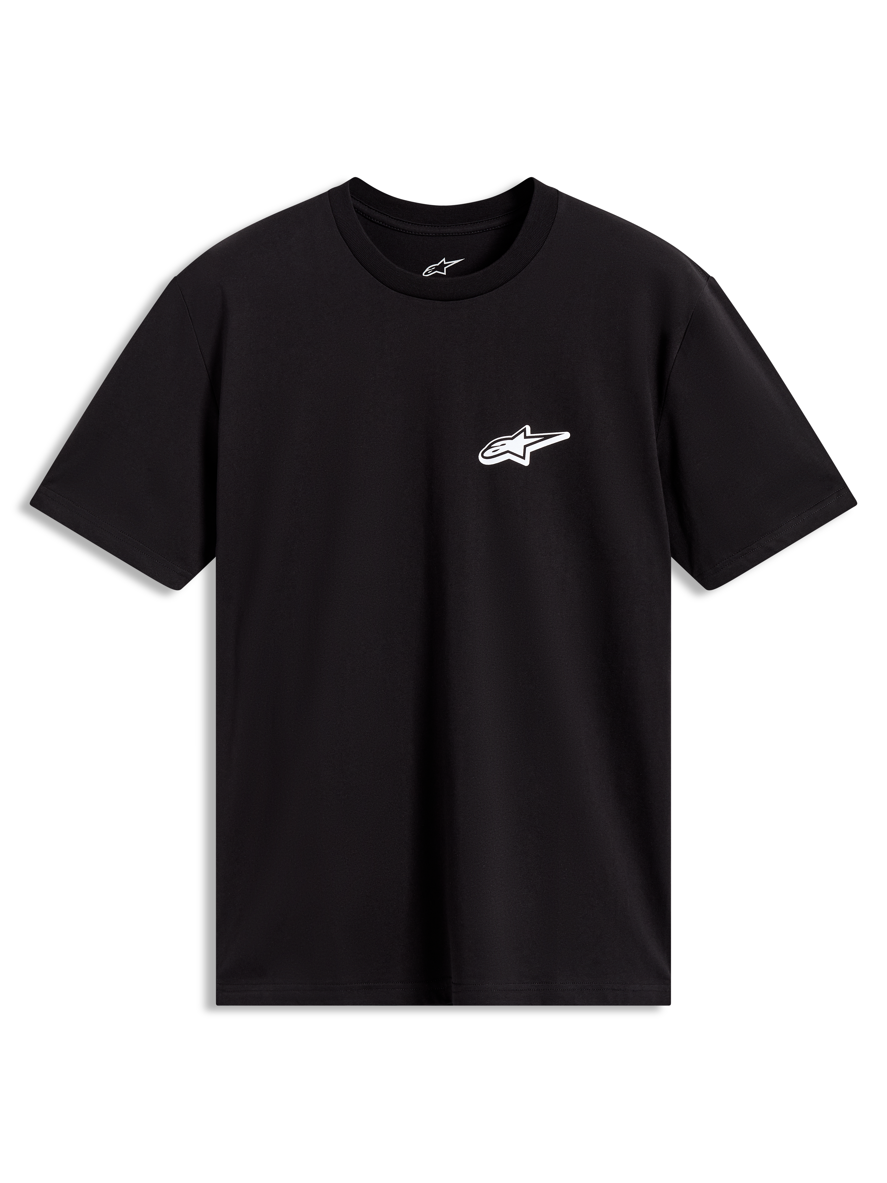 Alpinestars Meteor CSF Tee, t-shirt de manga curta, casual sportswear, preta, logótipo Astars branco no peito