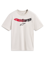 Alpinestars Elliptogrit CSF Tee, t-shirt de manga curta bege com logótipo Astars em gradiente vermelho e preto.