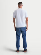 Alpinestars T-Shirt P1 CSF, t-shirt de manga curta unissexo branca, vista traseira, material em mistura de algodão e poliéster, vestuário casual de motorsport