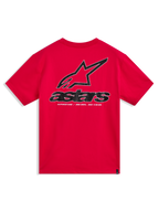Alpinestars Lineout CSF Tee, t-shirt de manga curta vermelha, vista traseira com logótipo Astars grande, estilo sportswear