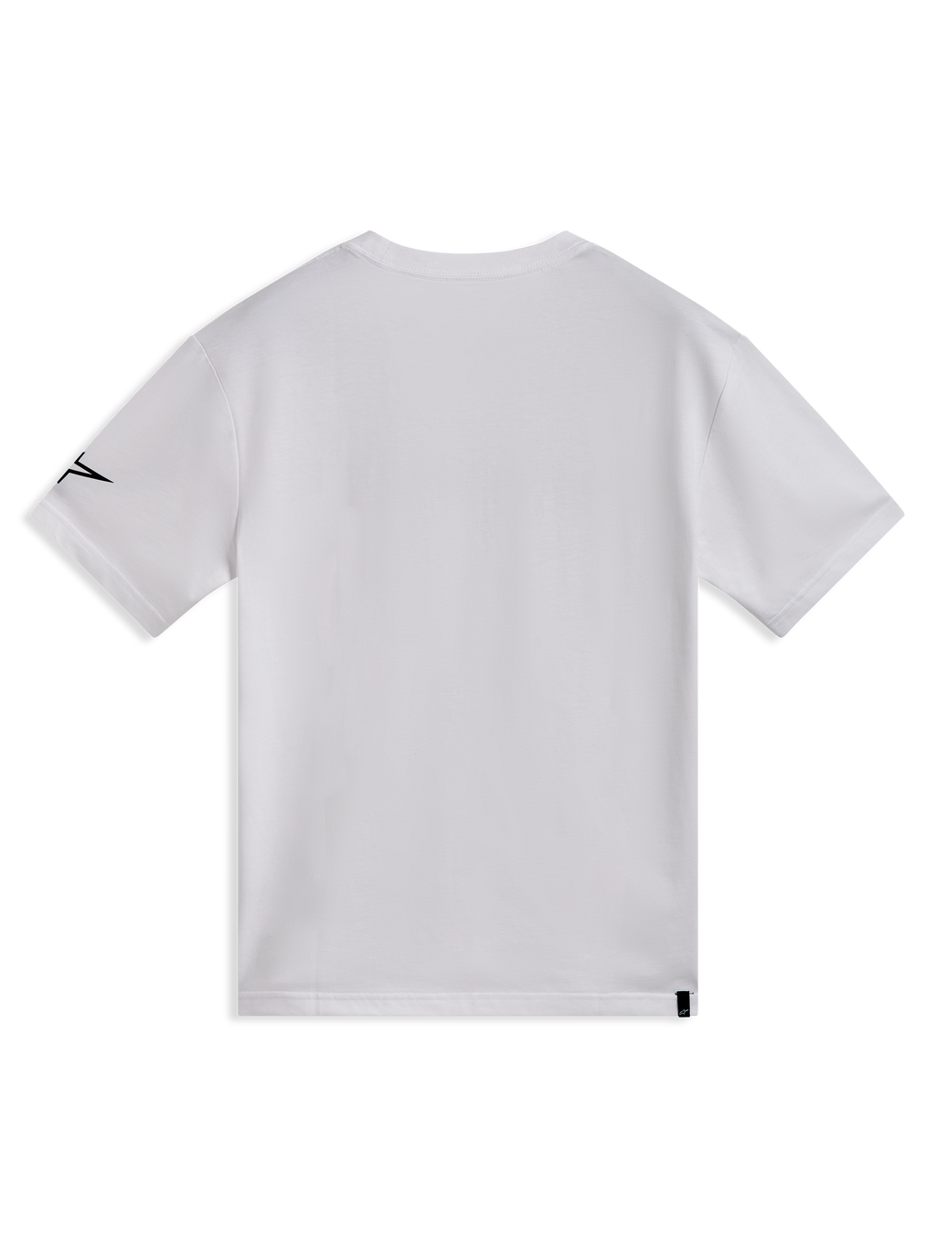 Alpinestars Race Wordmark CSF Tee, t-shirt de manga curta branca, vista traseira com logótipo Ageless preto na manga.