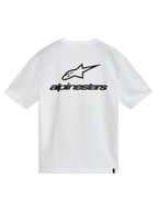 Alpinestars Combo Back CSF Tee, t-shirt de manga curta branca, vista traseira com logótipo Astars preto, casual sportswear.