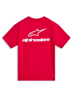 Alpinestars Combo Back CSF Tee, t-shirt de manga curta vermelha, vista traseira com logótipo Astars branco, casual sportswear