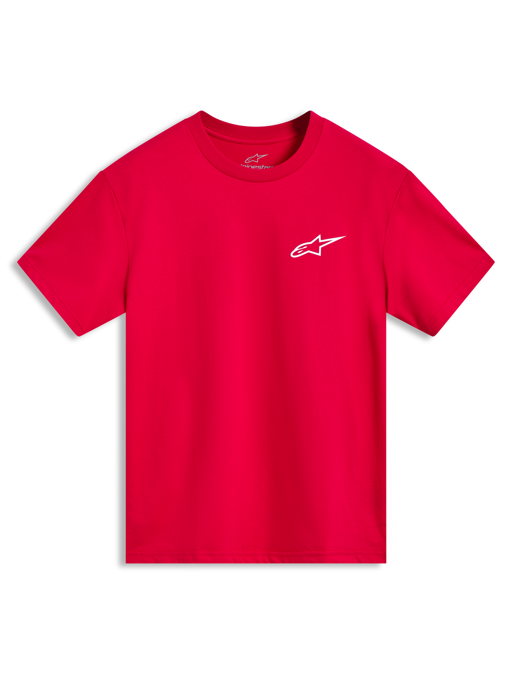 Alpinestars Combo Back CSF Tee, t-shirt de manga curta vermelha, logótipo Astars branco no peito, casual sportswear
