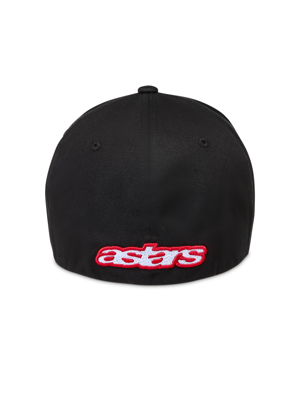 Alpinestars Lineout chapéu, chapéu de sportswear preto em sarja flexível, com logótipo Astars a vermelho e branco nas costas