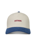 Alpinestars County Canvas Chapéu, boné de sportswear areia e azul com logótipo Astars vermelho e aba curva.