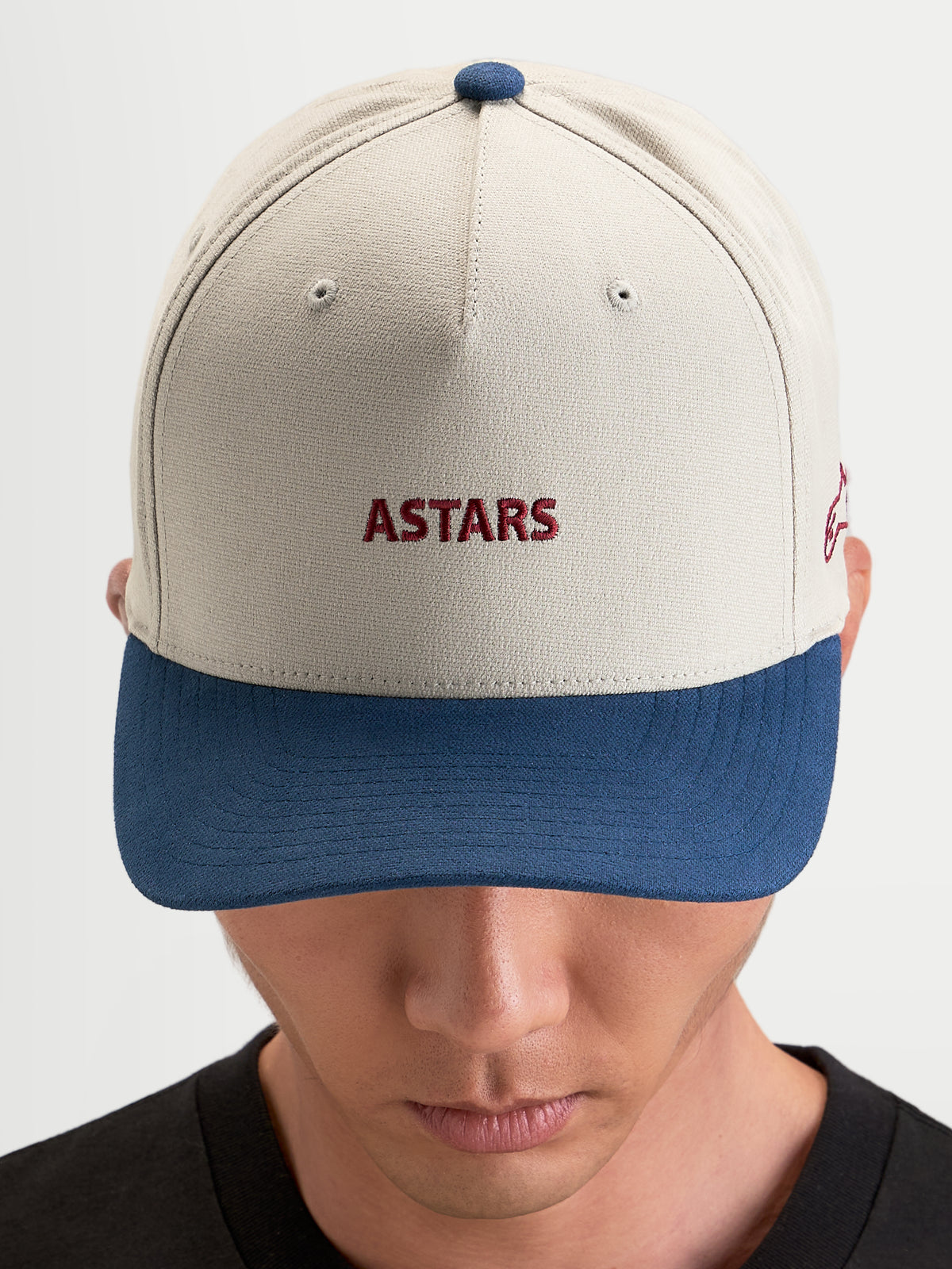 Alpinestars Boné County Canvas, boné sportswear em bege e azul, pala curva, copa estruturada e bordado frontal Astars, num modelo