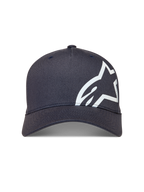 Alpinestars Maze Chapéu, boné de basebol cinzento-escuro, com aba curva e logótipo Astars grande e branco texturizado.