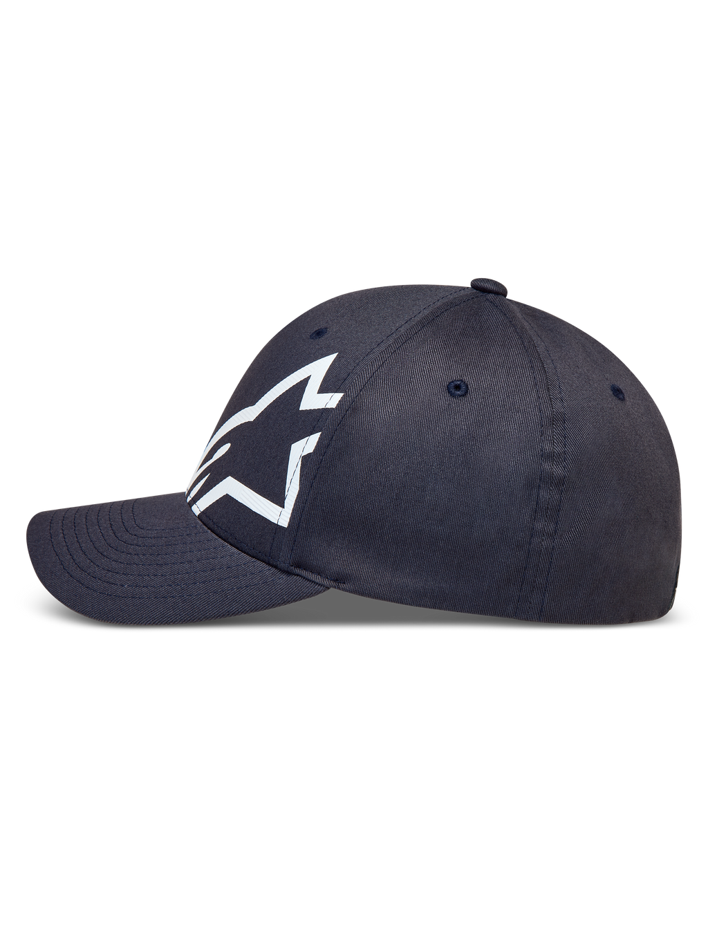 Alpinestars Maze Chapéu, boné de sarja cinzento-escuro com aba curva e logótipo Astars branco, estilo casual de sportswear.