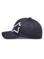 Alpinestars Maze Chapéu, boné de sarja cinzento-escuro com aba curva e logótipo Astars branco, estilo casual de sportswear.