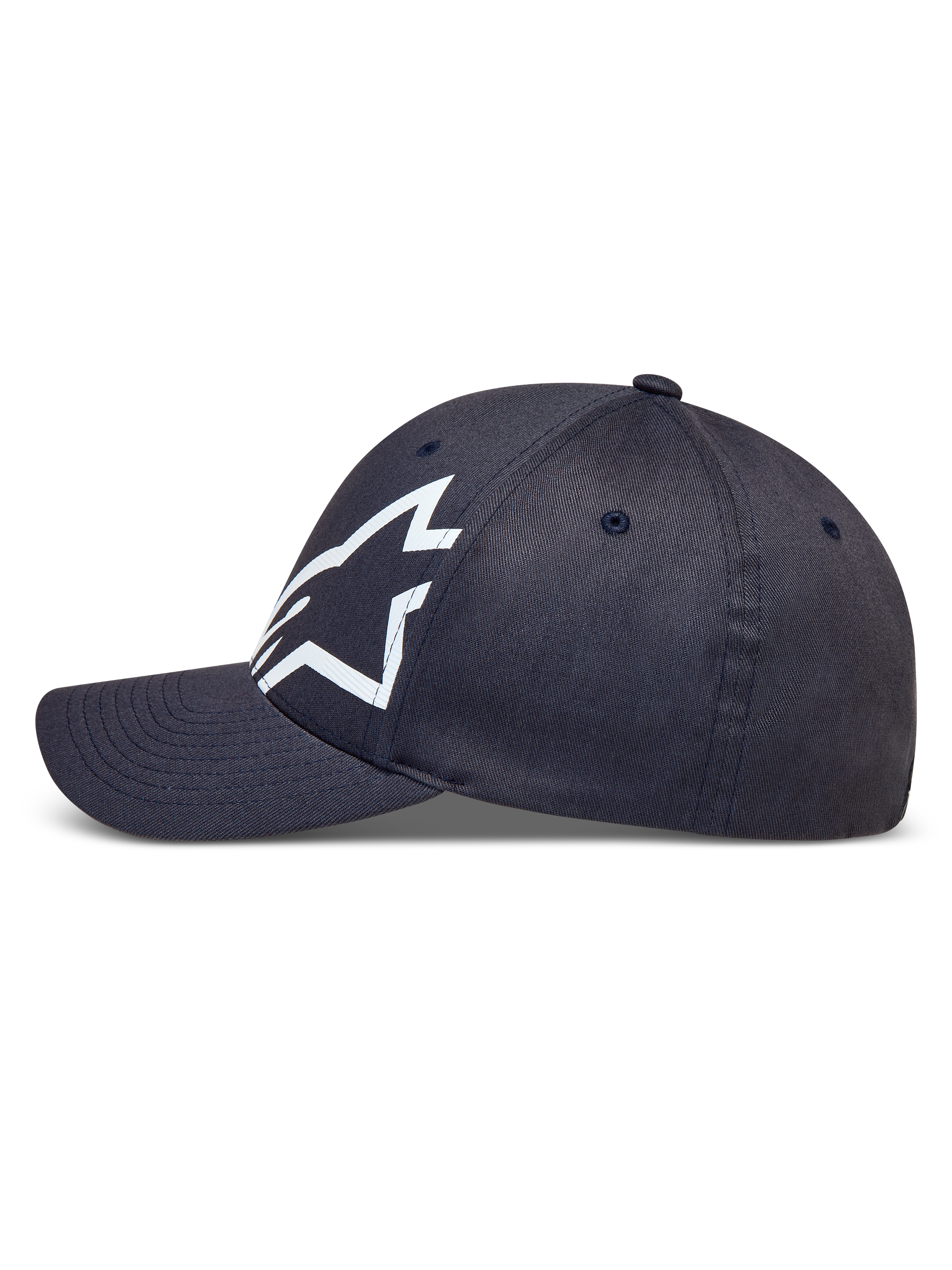 Alpinestars Maze Chapéu, boné de sarja cinzento-escuro com aba curva e logótipo Astars branco, estilo casual de sportswear.