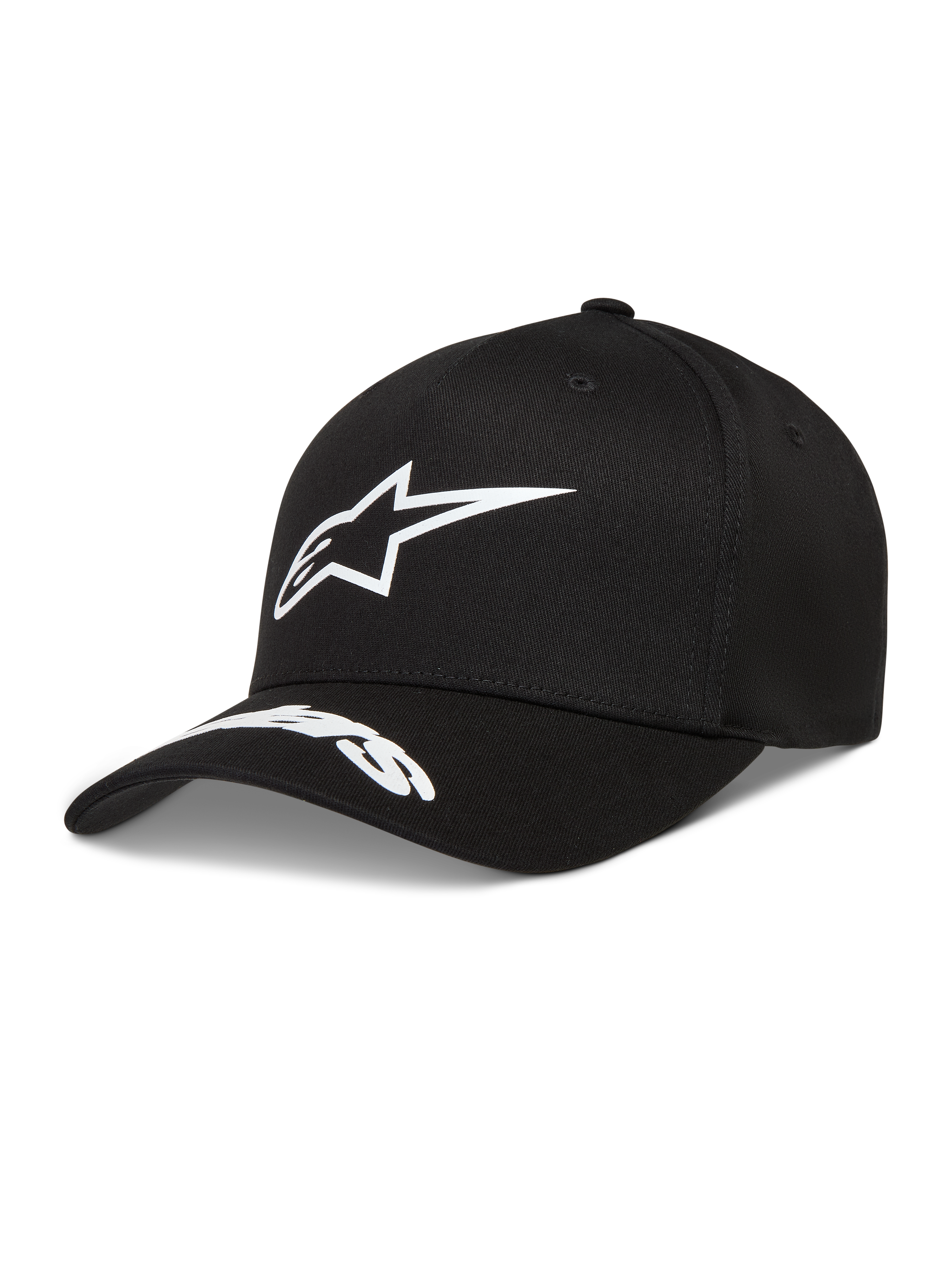 Alpinestars Arclight Chapéu, boné de sarja preto com logótipo em relevo branco e marca na aba curva.