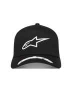 Alpinestars Arclight Chapéu, boné de pala curva preto, logótipo Astars em relevo branco, casual sportswear em sarja
