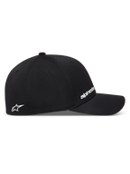 Alpinestars Points Hat, Sportswear Baseball Cap, Black, Nylon Tactel fabric, Flex back fit, featuring white HD print logos.