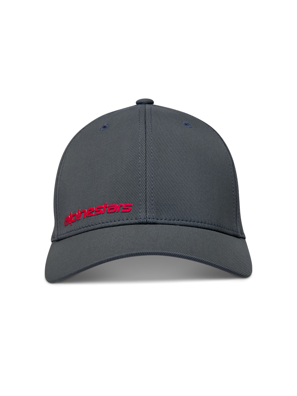 Alpinestars Points Chapéu, boné de estilo baseball em nylon tactel, cinzento escuro com logótipo frontal vermelho em impressão HD, sportswear casual.