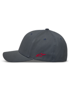 Alpinestars Points Chapéu, boné cinzento escuro em nylon tactel com logótipo Astars vermelho na lateral e design flex back, casual sportswear.