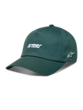Alpinestars Explorer Strapback Chapéu, boné de sarja verde com bordados Astars brancos e aba curva, sportswear.