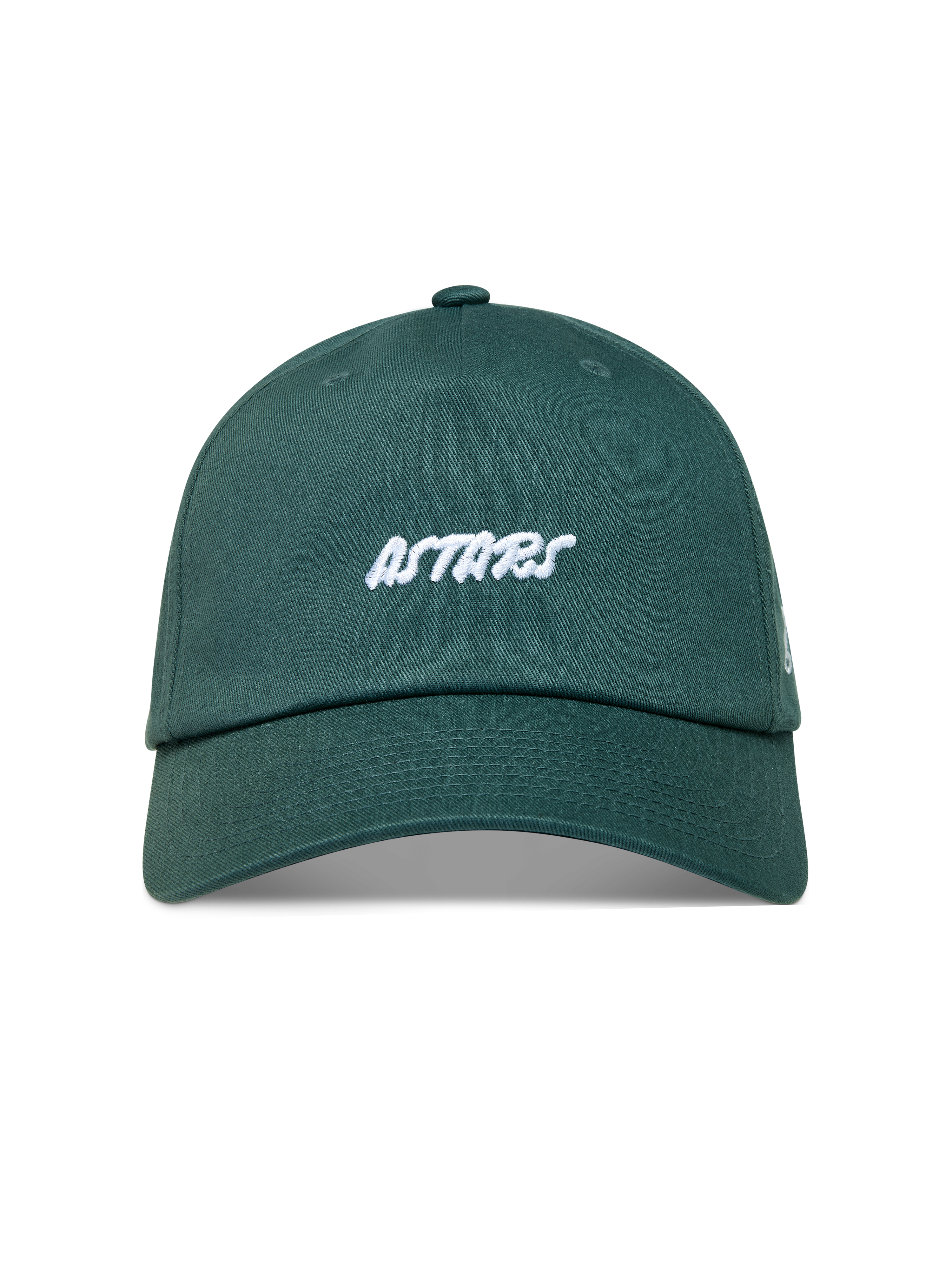 Alpinestars Explorer Strapback, boné verde com logótipo Astars bordado a branco, aba curva e coroa estruturada.