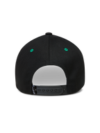 Alpinestars Retro Snapback Hat, Sportswear Baseball Cap, Black and Green, Adjustable Snapback Closure, Back View.