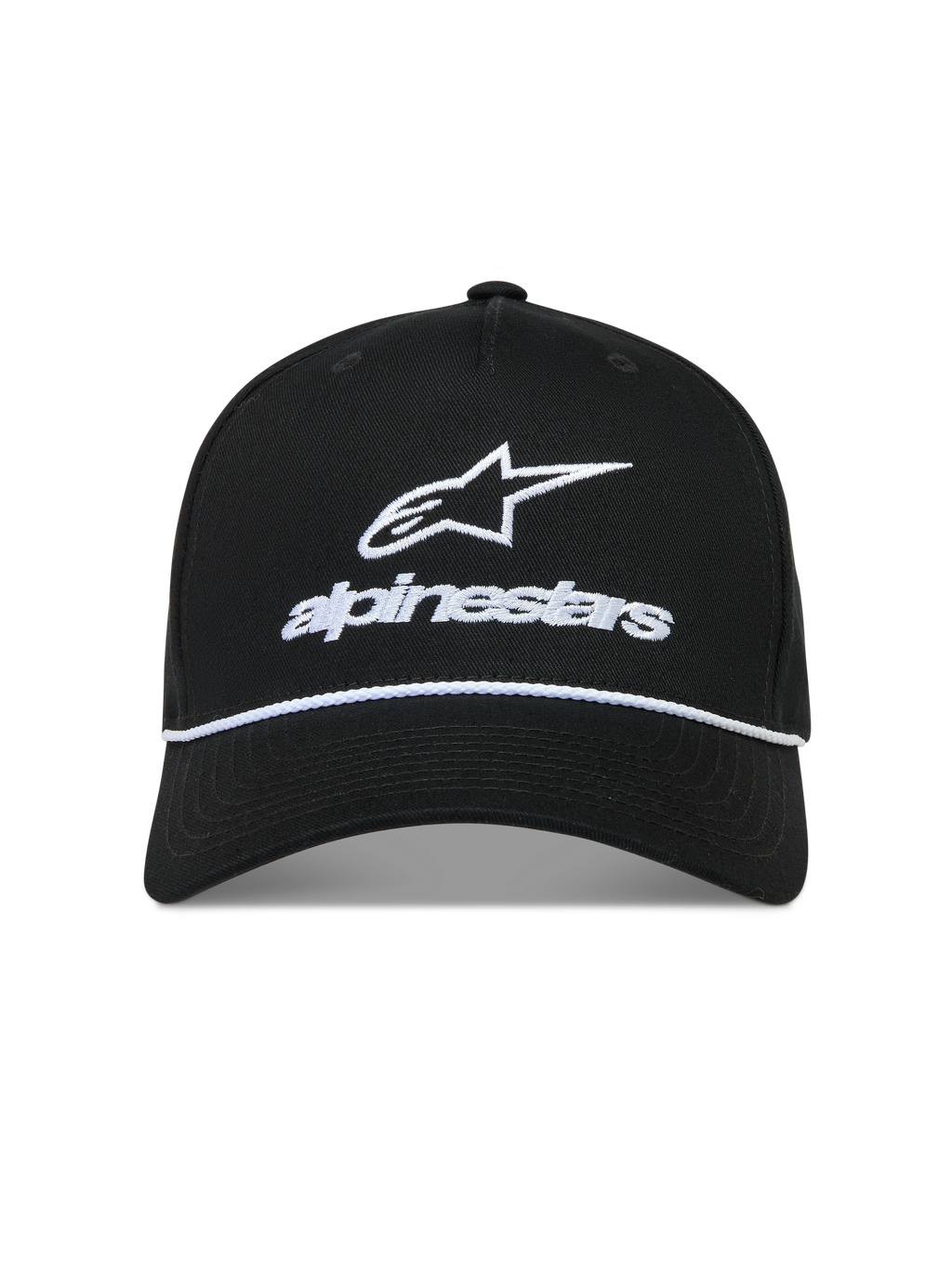 Alpinestars Combo Logo Snapback, boné de sportswear preto com logótipo Astars bordado e detalhe de cordão branco.