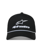 Alpinestars Combo Logo Snapback, boné de sportswear preto com logótipo Astars bordado e detalhe de cordão branco.