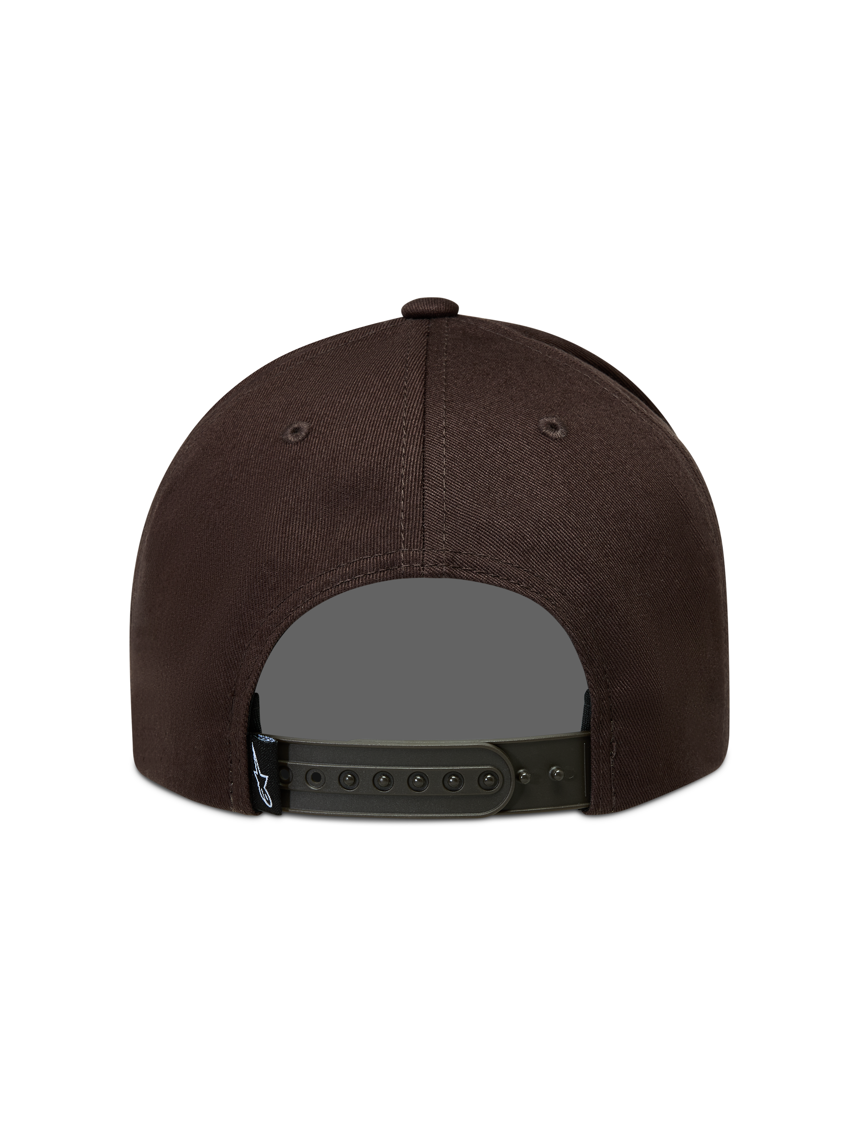 Alpinestars Combo Logo Snapback Hat, Brown Sportswear Hat with adjustable snapback closure and twill construction, rear view.