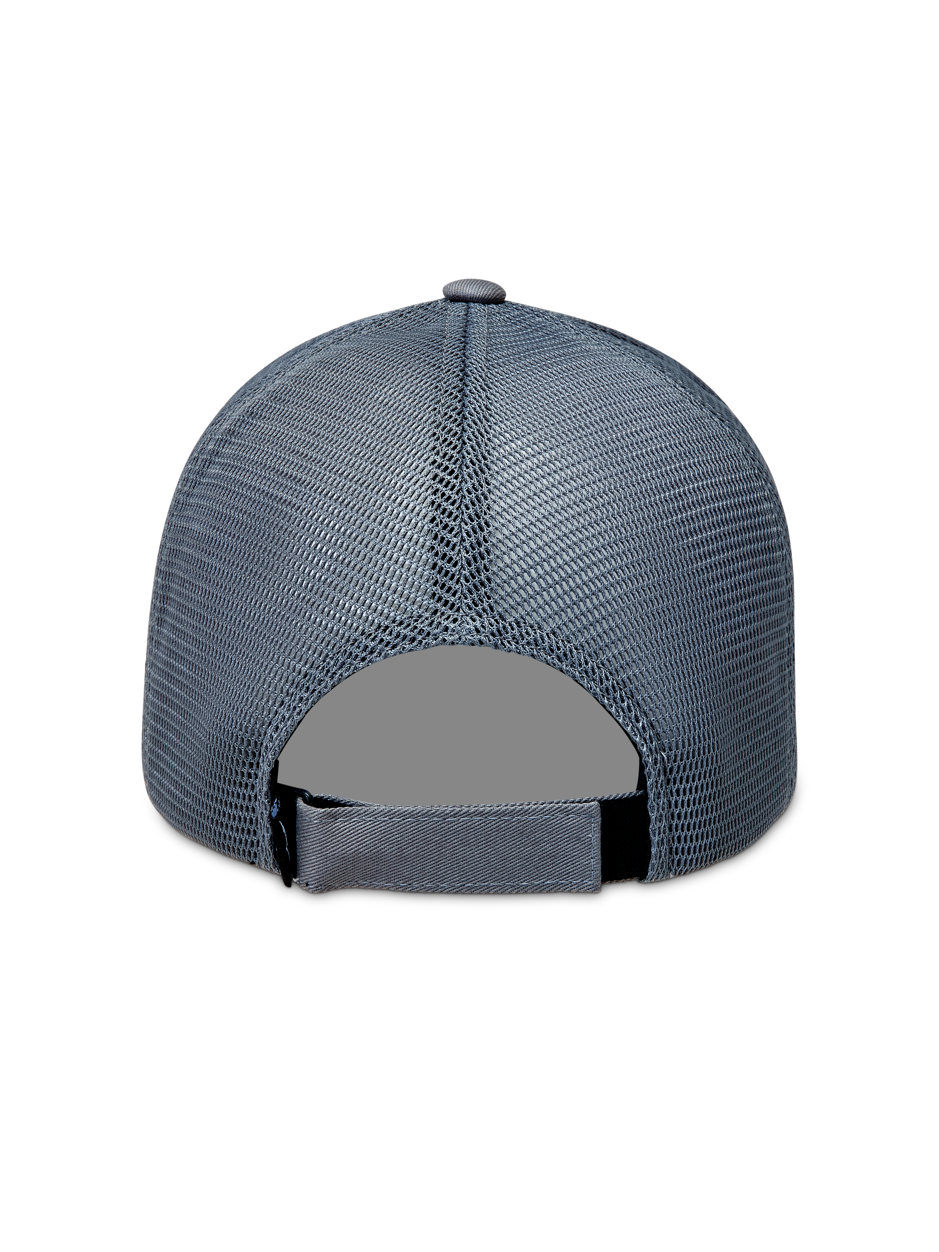 Alpinestars Augment Trucker Hat, Grey Sportswear Cap, rear view with breathable poly diamond mesh and adjustable snapback closure.