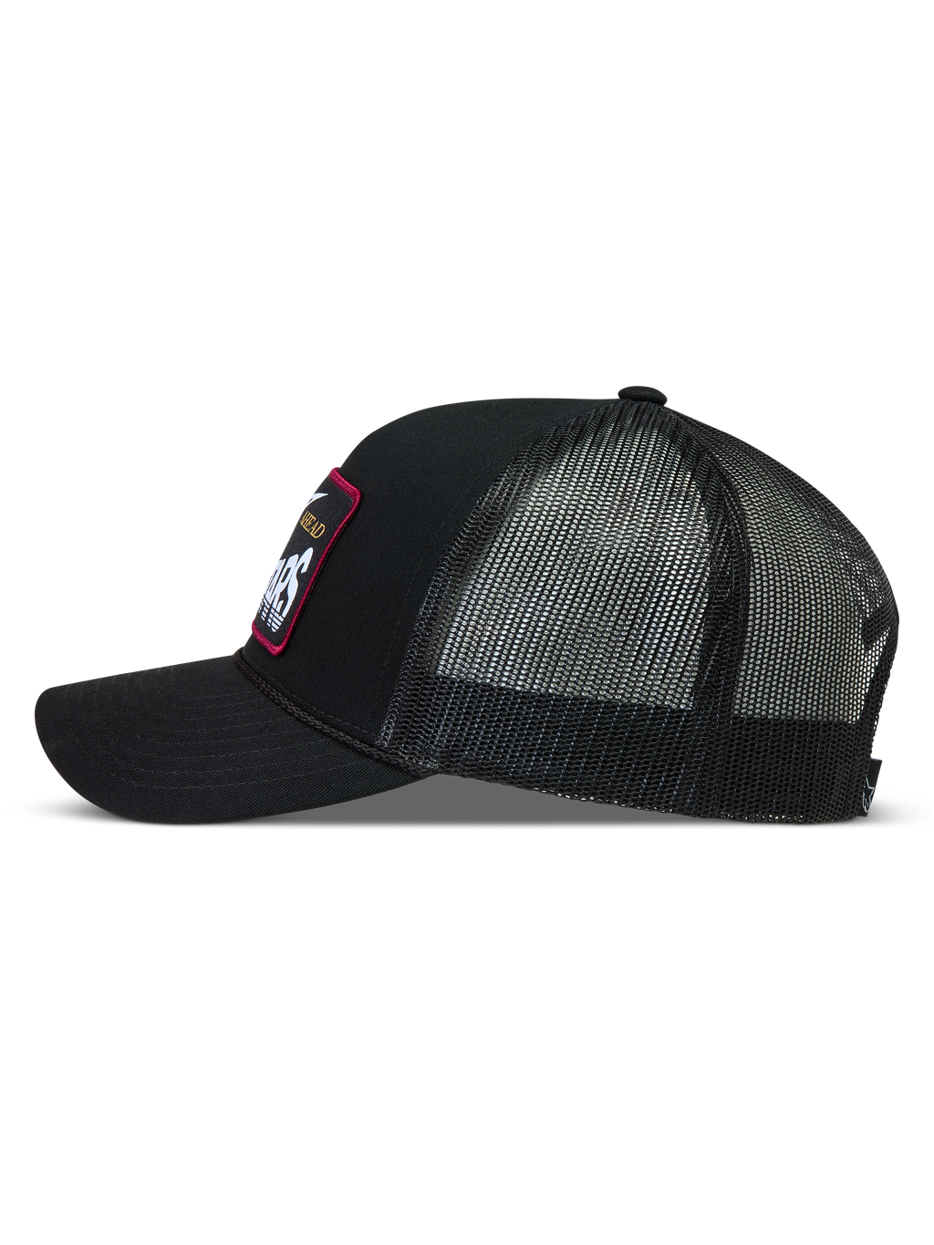 Alpinestars Hemmings Boné trucker, preto, em sarja e malha, perfil lateral com patch de logótipo tecido.