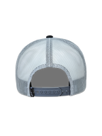 Alpinestars Gravel Boné Trucker, vista traseira em cinzento e preto com malha respirável e fecho snapback ajustável.