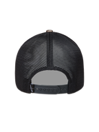 Alpinestars Thicket Realtree, boné trucker preto com malha e fecho snapback, vista traseira.